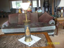 Oriental Anitque Rare Torchiere Metal Hand Painted Emperor Electric Table Lamp picture