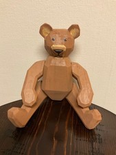 Vintage Wooden Hand Carved Jointed Wood Teddy Bear Unique 8.5