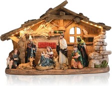 Nativity Scene Figurine Set LED Lights Music Resin 15.6