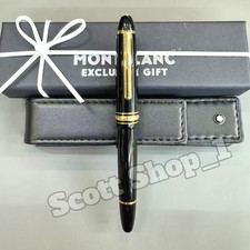 MONTBLANC Meisterstuck 146 Black Gold Trim Piston Fountain Pen w/ Leather Case picture