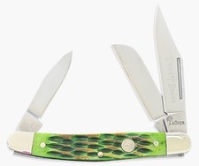 Boker TS 2.0 Medium Stockman Pocket Knife, Burnt Lime Green Bone, 3.5