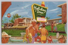 Vintage 1973 Holiday Inn Ashland VA Postcard - Mid-Century Pool Scene Gulf Gas picture