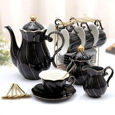 DUJUST 22 pcs Porcelain Tea Set for 6, Luxury British Style Tea/Coffee Cup Se... picture
