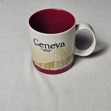 Starbucks Geneva Global City Icon Series Mug 16oz Red White Switzerland 2014 picture