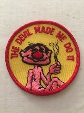 The Devil Made Me Do It Vintage Patch NOS Funny 420 Pot Hot Rat Rod Joint 70s picture