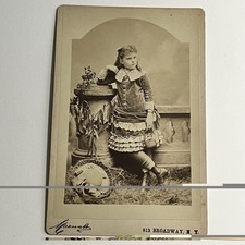 Antique Cabinet Card Photograph Adorable Little Girl Hat Actress Broadway NY picture