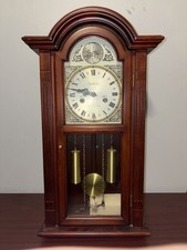 Vintage Waltham 31 Day Wall Clock Tempus Fugit Chime with Pendulum & Key Working picture