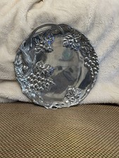 Arthur Court Grape Leaf Bird Round Tray 12 Inch Handled RARE picture