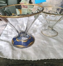 Antique Cobalt Blue Moser Compote, Art Deco, 2 Different Styles & Sizes picture