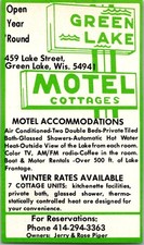 Green Lake Motel Cottages Jerry & Rose Piper Green Lake WI 1979 Ad 4AF2-S54 picture