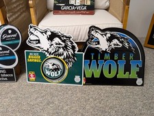 2- Different Original Timber Wolf Snuff Metal Signs+ NOS- Pinkerton Tobacco... picture