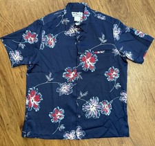 Vintage 70s Tori Richard Liberty House Hawaiian aloha Shirt Floral surf USA blue picture
