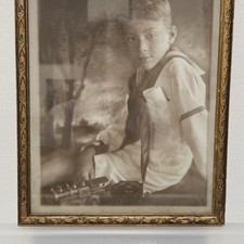 Vintage 1920s Antique Framed Boy Portrait Photo Chapman Arcade Portland Maine picture
