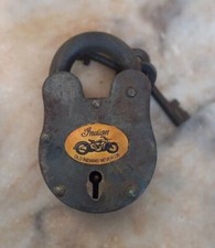 PADLOCK OLD INDIAN NEVER DIE Cast Iron Lock & Key Antique Brown Finish 4