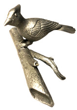 Pewter Cardinal on a Log Figurine Handcrafted Paperweight Detailed Sculpture A2 picture