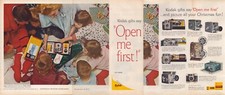 1961 Kodak Cameras THREE PAGE Print Ad Christmas Morning Gifts Family Tree Cat picture