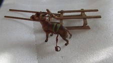 Antique German Composition Stick Leg Reindeer bridled & saddled SLEIGH sled RARE picture