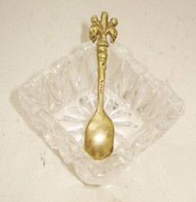  VINTAGE ART DECO ITALIAN CRYSTAL OPEN SALT CELLAR SPARKLING DESIGN NR picture