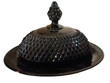 Vintage Tiara Glass Butter Dish – Indiana Glass Diamond Point Pattern picture