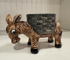 Vintage Made in Japan Ceramic Donkey Burro Pack Animal Planter picture