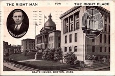 1936 James J. Brennan Political Postcard State House Boston MA Governor's picture