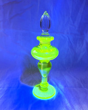 Vintage Uranium Glass Perfume Bottle w/ Stopper picture
