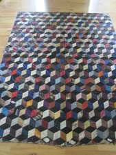 Antique Crazy Quilt Tumbling Block Parlor Quilt 1890s 76