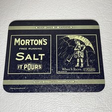 Morton Salt hot pad Trivet Blue White 8.25” L .6.5” W picture