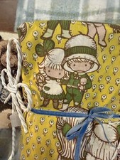 VTG Utica Twin Bedsheet Fitted And Flat Yellow & Green Girl & Boy Character Set picture