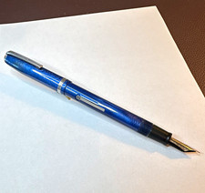 Esterbrook Vintage Fountain Pen Blue & Chrome Trim Fine 9668 SS Nib picture