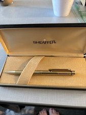 Vintage Shaffer White Dot Ballpoint Pen USA 14K Gold Electroplate Original Box picture