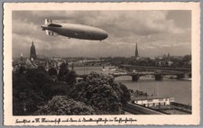 1936 LZ 129 Hindenburg Zeppelin in Frankfurt Real Photo Postcard RPPC / picture