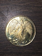 Vintage Guardian Angel-Double-Sided Gold Plated Good Luck Coin picture