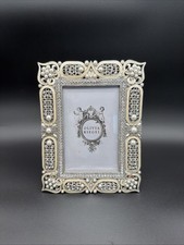 Olivia Riegel Pearl Crystal Jeweled Picture Frame 8” x 6” Ivory Silver Glam picture