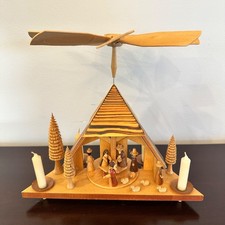 Vintage German Erzgebirgische Volkskunst Wooden Christmas Pyramid Nativity 11x12 picture