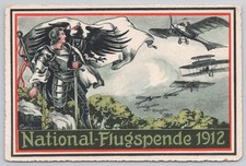 1912 German National Flugspende Aviation Postcard Prussian Eagle Airplanes picture