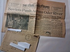 Vtg Wwii Letter Apo 255 46th AIB Stars n Stripes Newspaper Oder River '45 picture