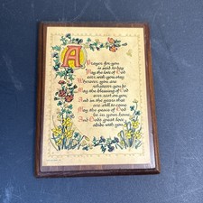 Vintage GAF Craftsman “A Prayer for You” Wall Plaque Wood Floral Christian 1970s picture