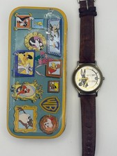 Vintage 1995 Wile E. Coyote Warner Brothers Super Genius Watch & Tin WB Japan picture