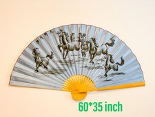 Large 60*35 in Oriental Home Deco Wall Hanging Fan In Running Horses Graphics picture