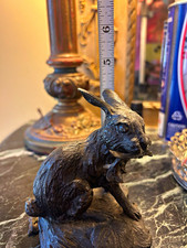 Vintage heavy cast-metal (bronze)rabbit/hare sculpture 4” picture