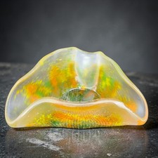 Alkenn Studio Art Glass Fused Folded Trinket Dish Dated 1942 Hand Made Dish Bowl picture