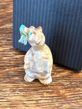 Vintage Zuni Fetish Standing Bear with Turquoise Fish in Mouth picture