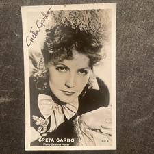 Vintage Greta Garbo Cinema Postcard Autograph Signature Dedication picture
