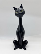 Vintage Arnels MCM Black Cat Long Neck Cat Lidded decanter Bottle 14.5in picture
