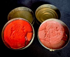 2 European DUTCH Antique Wax Seals Large Size Academia Lugduno Batava picture