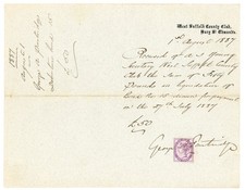 1887 Antique Manuscript Receipt West Suffolk County Club Bury St Edmunds Penny picture
