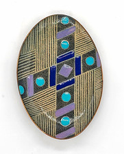 Vintage Miguel Pineda Enamel on Copper Dish Mid Century Modern Signed picture