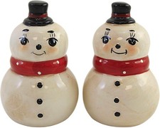 New Johanna Parker Transpac Chrsitmas Nostalgic Snowman Salt & Pepper Shakers picture