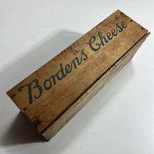 VINTAGE BORDEN'S CHEESE NEW YORK WOODEN BOX RED & BLUE GRAPHICS 9